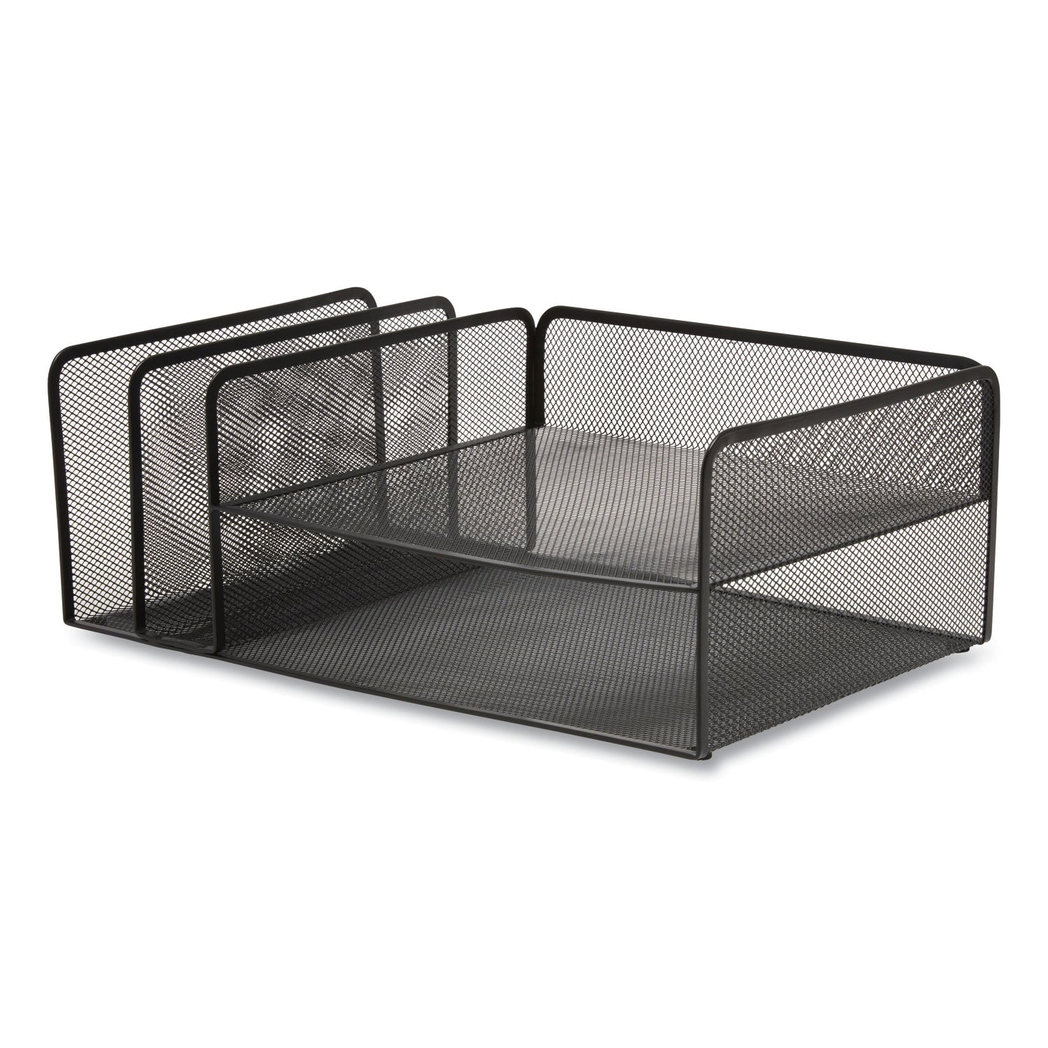TRU RED Wire Mesh Combination Organizer, Vertical/Horizontal, 4 Sections, Letter-Size, 11.2 x 17.4 x 6.54, Matte Black (24402476)