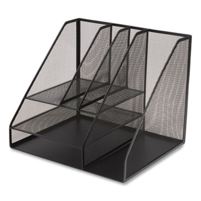 TRU RED Wire Mesh Combination Organizer, Vertical/Horizontal, 8 Sections, Letter-Size, 12 x 12 x 13.97, Matte Black (24402452)