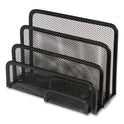 TRU RED Wire Mesh Mail Sorter with Business Card Holder, 4 Sections, #6 1/4 to #16 Envelopes, 5.59 x 3.93 x 7.55, Matte Black (24402451)