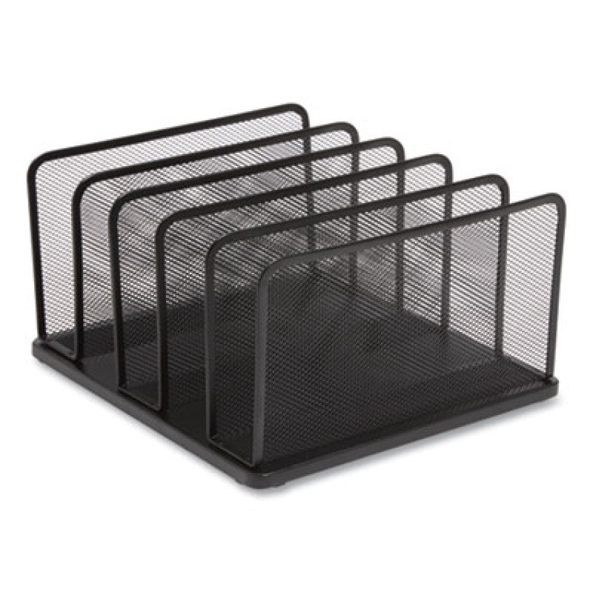 TRU RED Wire Mesh Vertical Document Sorter, 5 Sections, Letter-Size, 11.57 x 12.83 x 6.69, Matte Black (24402494)