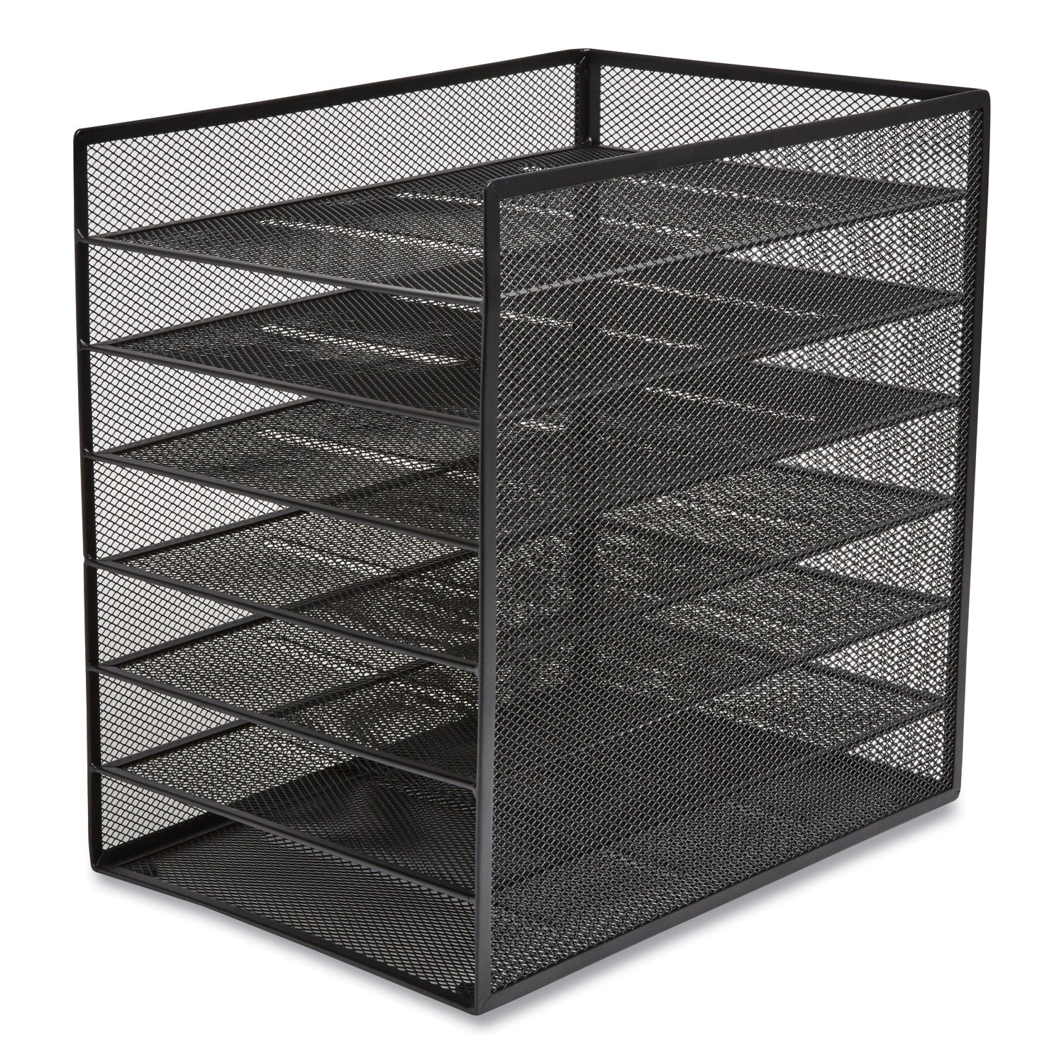 TRU RED Front-Load Enclosed Wire Mesh Horizontal Document Organizer, 6 Sections, Letter-Size, 9.25 x 13.38 x 13.38, Matte Black (24402482)