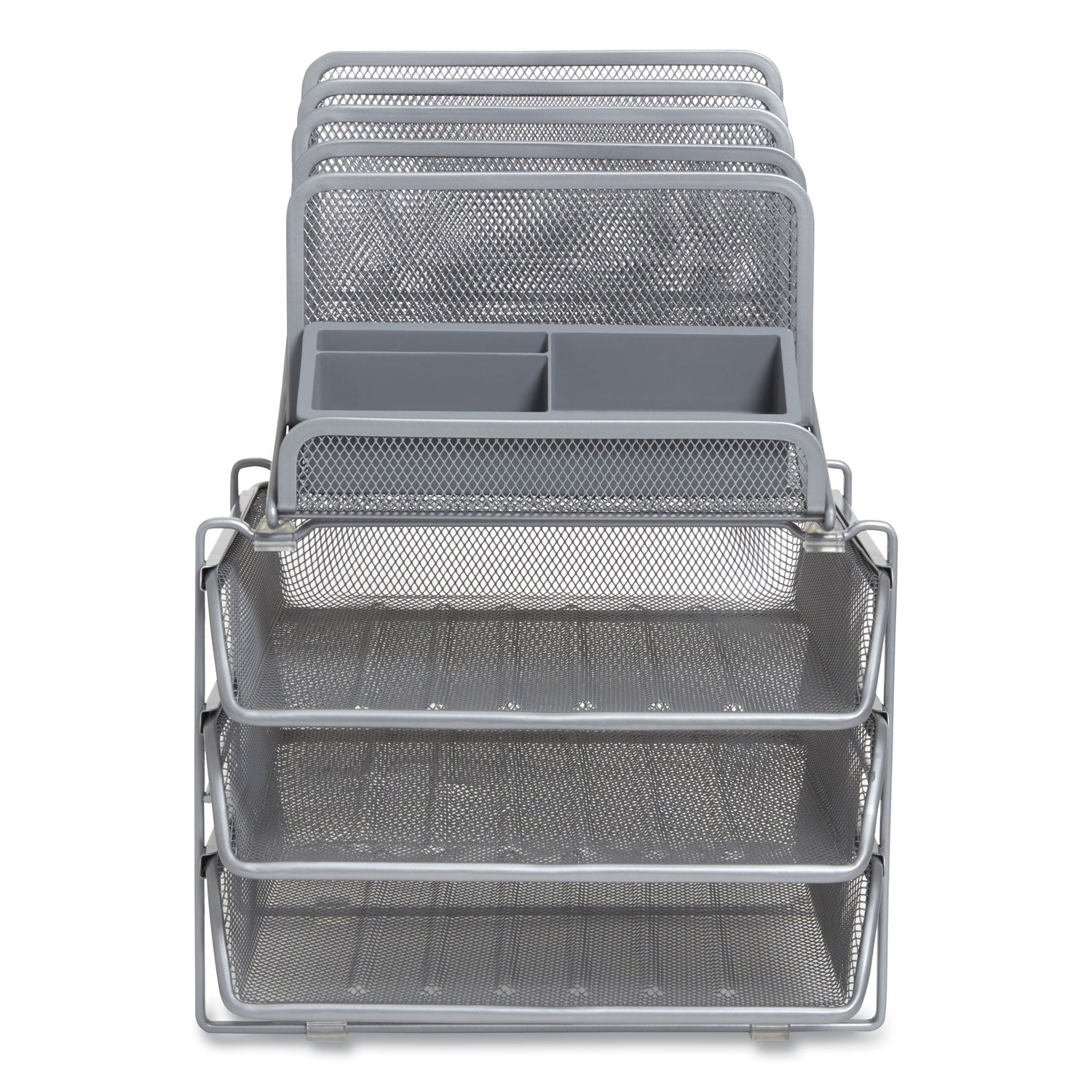 TRU RED All-in-One Wire Mesh Organizer, 10 Sections, Letter-Size, 11.61 x 13.11 x 8.86, Silver (24402498)