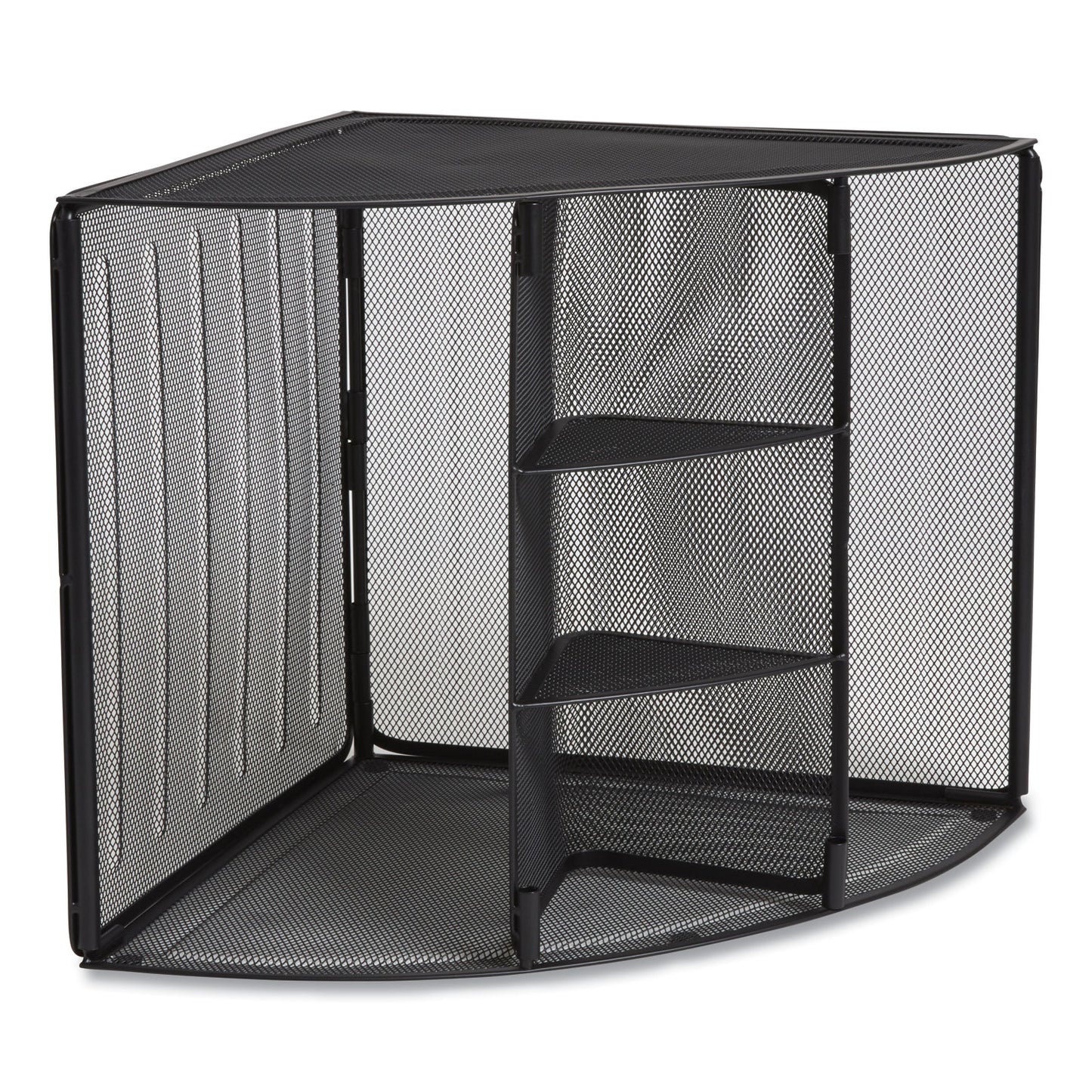 TRU RED Wire Mesh Corner Organizer, Four Sections, 5.28 x 14.17 x 19.37, Black (24404806)