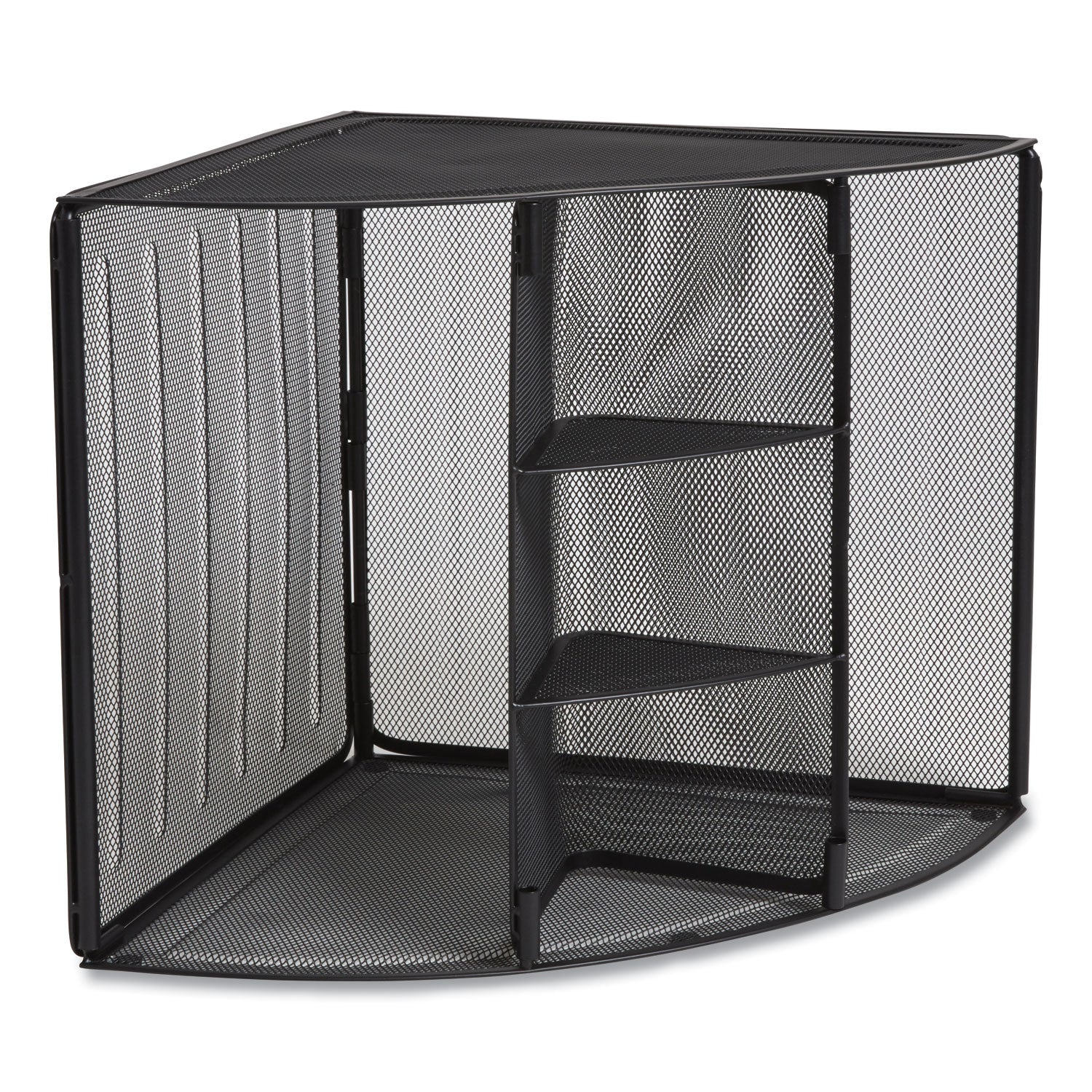 TRU RED Wire Mesh Corner Organizer, Four Sections, 5.28 x 14.17 x 19.37, Black (24404806)