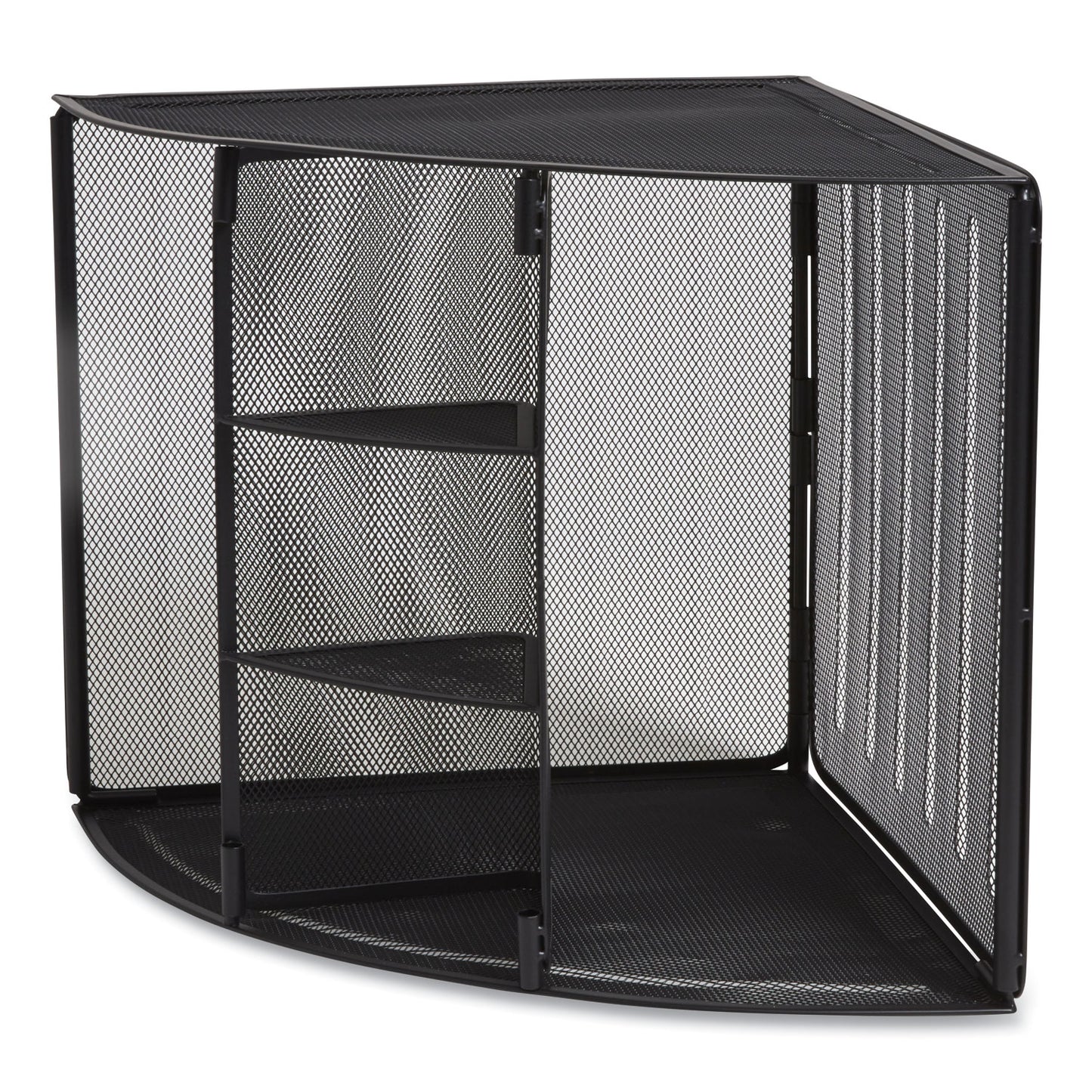 TRU RED Wire Mesh Corner Organizer, Four Sections, 5.28 x 14.17 x 19.37, Black (24404806)