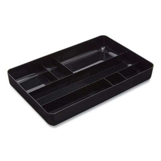 TRU RED Deep Plastic Drawer Organizer, Seven Compartment, 9.13 x 14.13 x 2.04, Black (24380805)