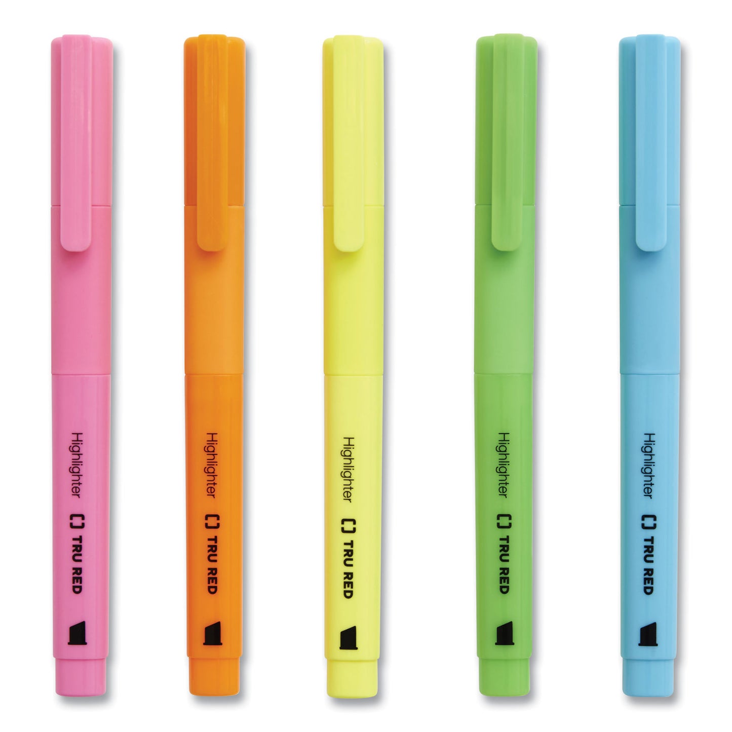TRU RED Pen Style Chisel Tip Highlighter, Assorted Ink Colors, Chisel Tip, Assorted Barrel Colors, 12/Pack (24376651)