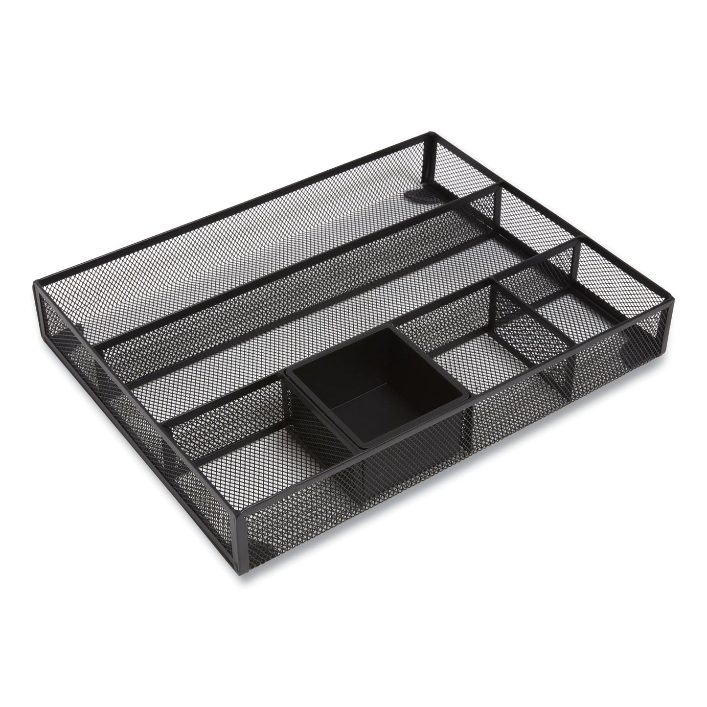 TRU RED Mesh Drawer Organizer, Six Compartment, 15.43 x 12.2 x 2.68, Black (24402497)