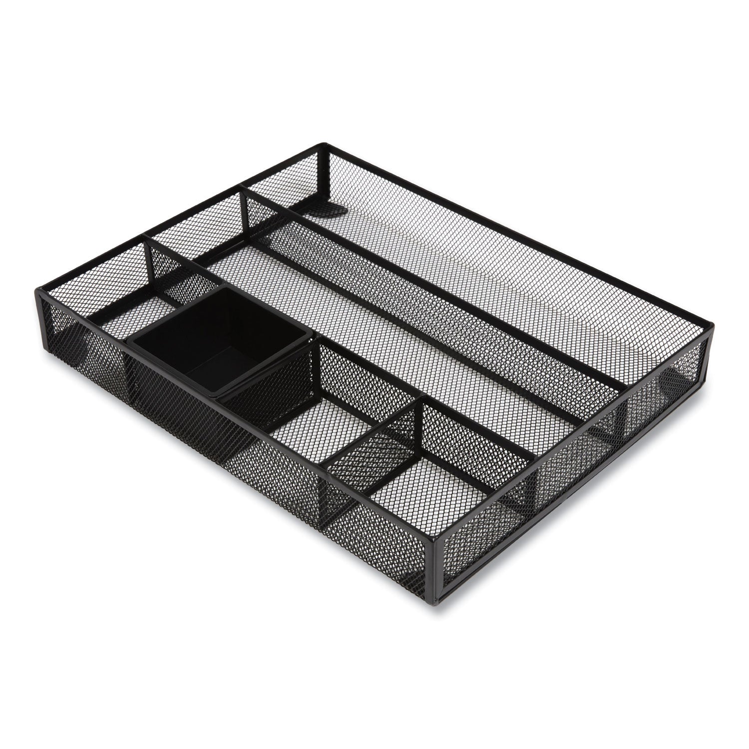 TRU RED Mesh Drawer Organizer, Six Compartment, 15.43 x 12.2 x 2.68, Black (24402497)