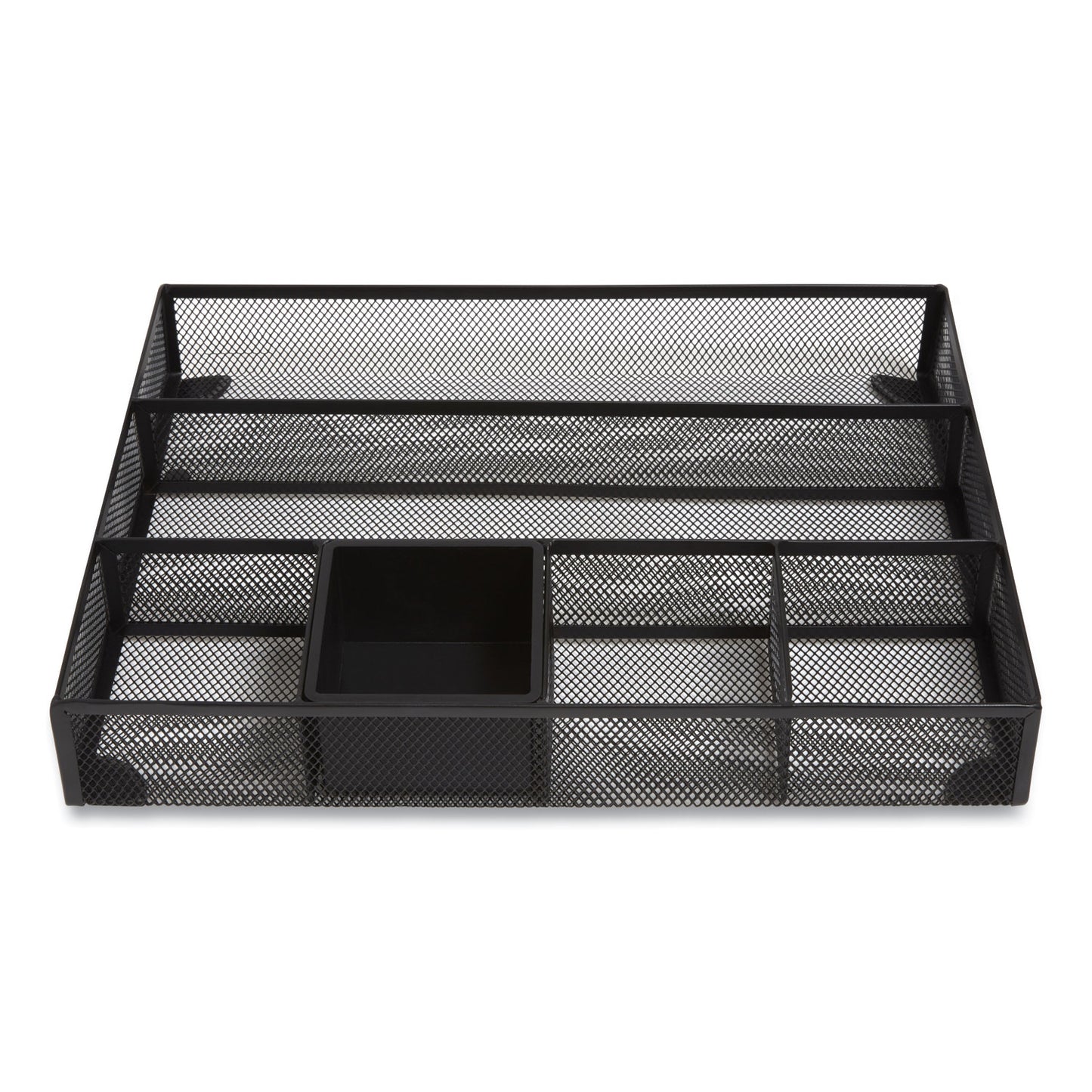 TRU RED Mesh Drawer Organizer, Six Compartment, 15.43 x 12.2 x 2.68, Black (24402497)