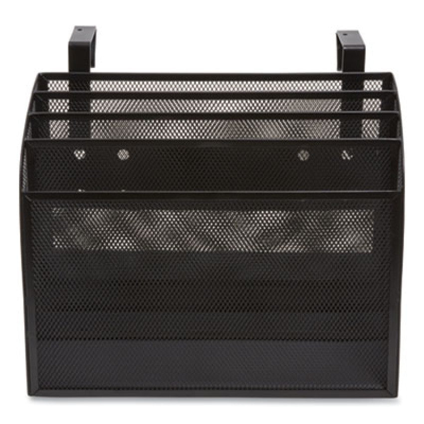 TRU RED Wire Mesh Incline Sorter, Enclosed Design, 4 Sections, Letter-Size, 12.99 x 6.49 x 10.15, Matte Black (24402471)