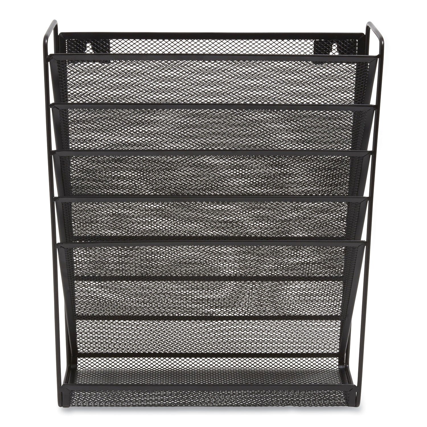 TRU RED Wire Mesh Incline Sorter, Enclosed Design, 5 Sections, Letter-Size, 13.38 x 4.52 x 16.45, Matte Black (24402475)