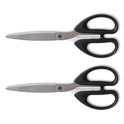 TRU RED Ambidextrous Stainless Steel Scissors, 8" Long, 3.86" Cut Length, Straight Symmetrical Black Handle, 2/Pack (24380517)