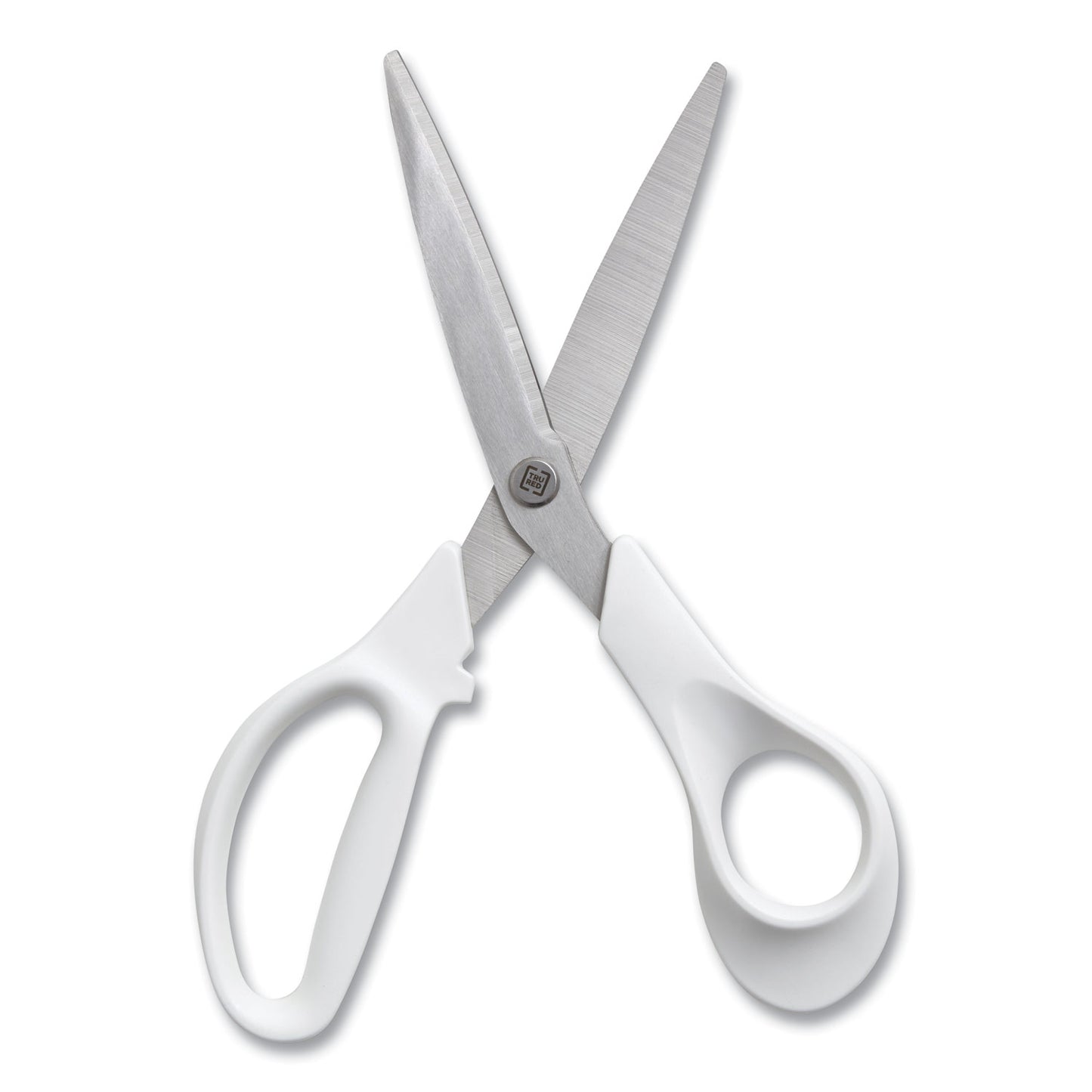 TRU RED Stainless Steel Scissors, 8" Long, 3.58" Cut Length, Straight Assorted Color Handles, 2/Pack (24380494)