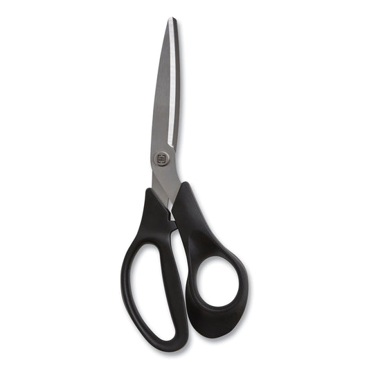 TRU RED Stainless Steel Scissors, 8" Long, 3.58" Cut Length, Offset Black Handle (24380513)