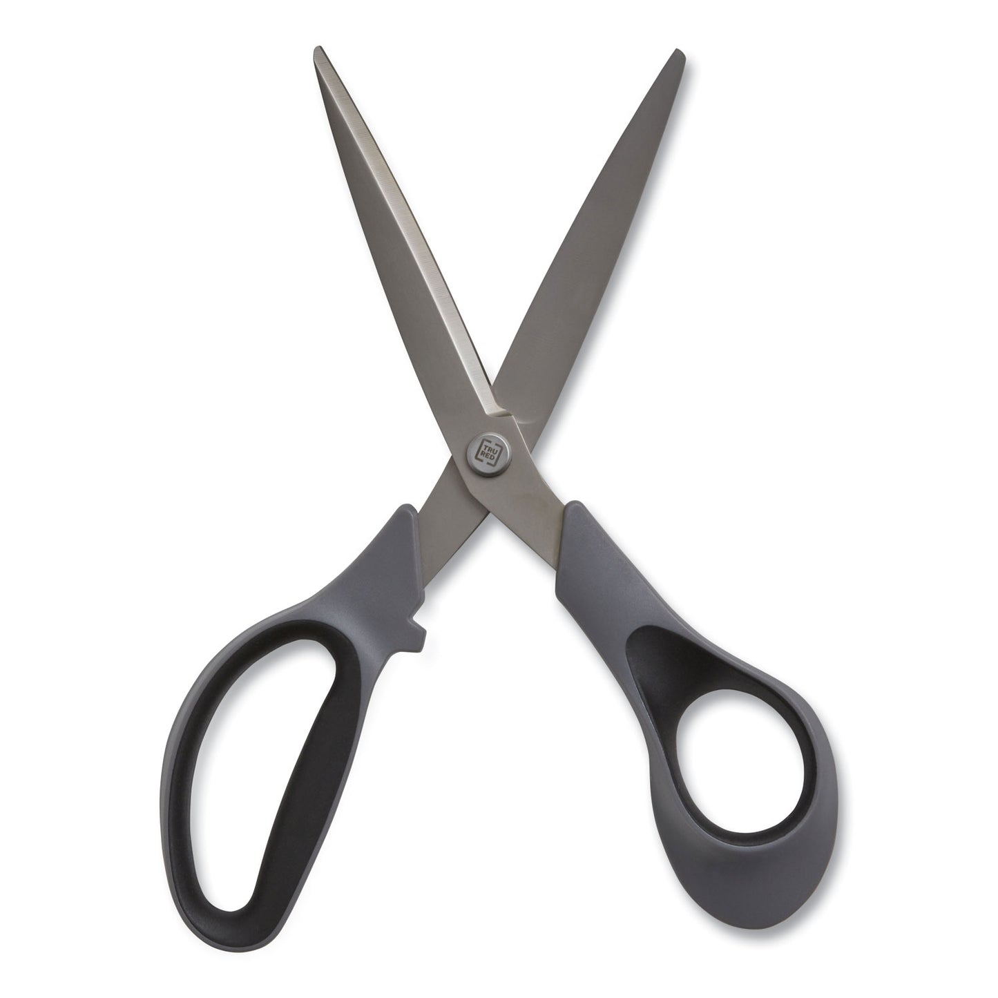 TRU RED Non-Stick Titanium-Coated Scissors, 8" Long, 3.86" Cut Length, Straight Gray/Black Handle, Gun-Metal Gray Blades, 2/Pack (24380514)