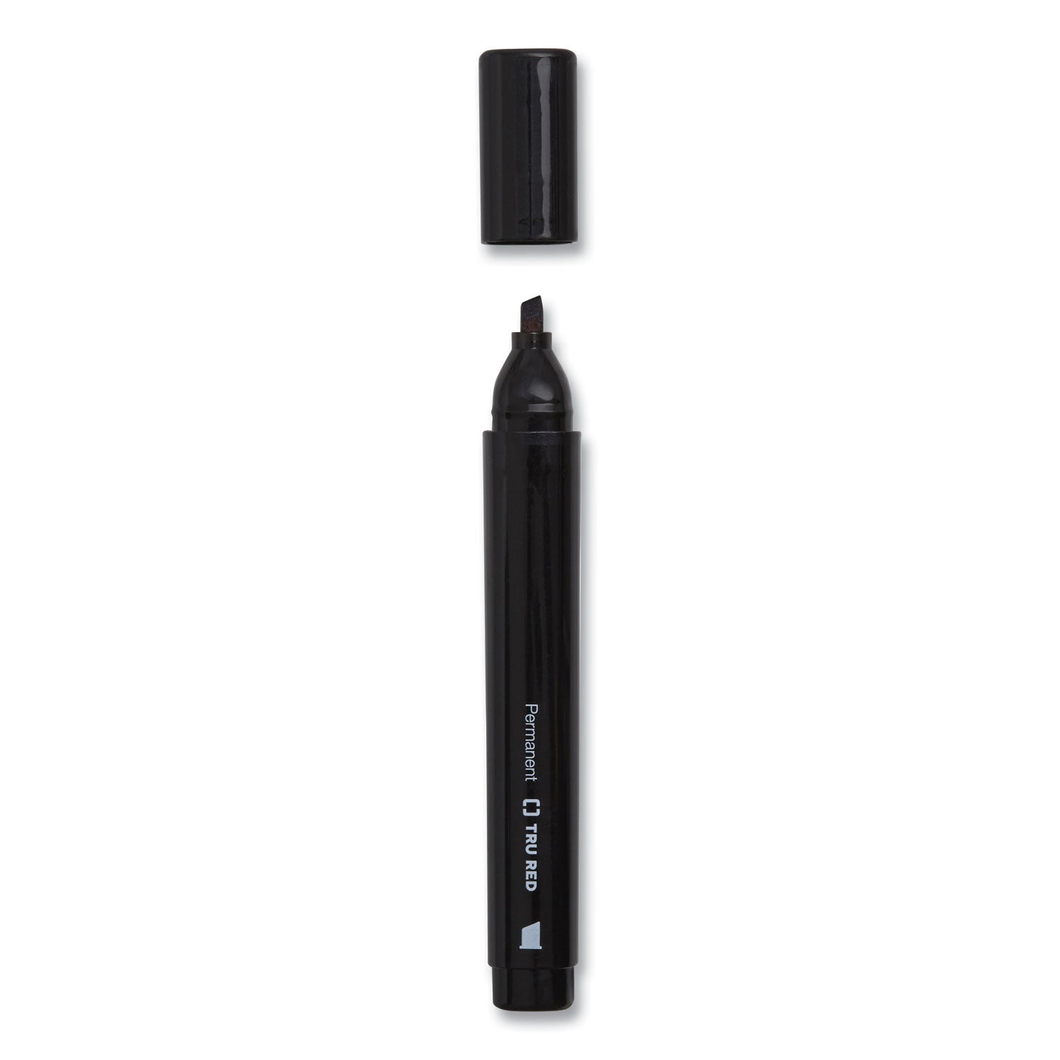 TRU RED Permanent Marker, Tank-Style, Medium Chisel Tip, Black, 36/Pack (24376642)