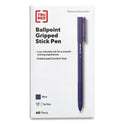 TRU RED Gripped Ballpoint Pen, Stick, Medium 1 mm, Blue Ink, Blue Barrel, 60/Pack (24328146)