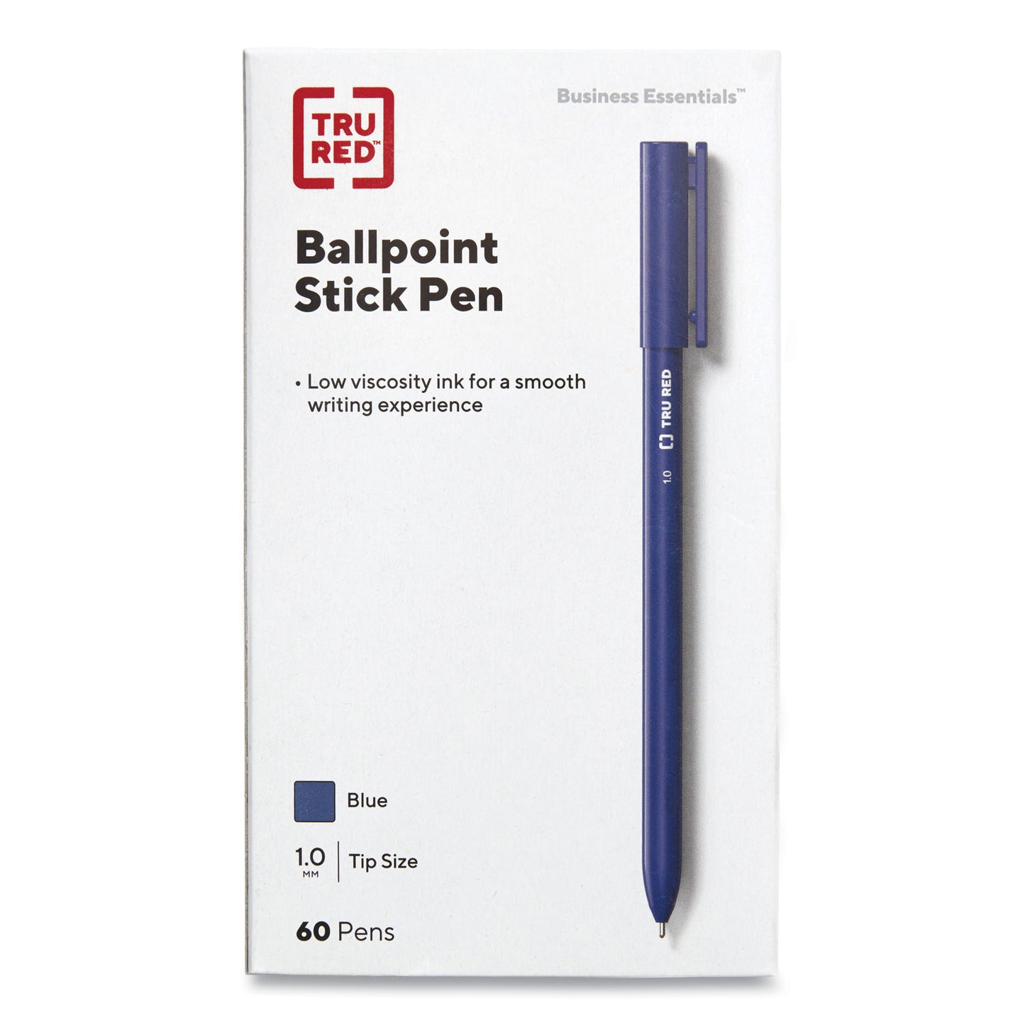 TRU RED Ballpoint Pen, Stick, Medium 1 mm, Blue Ink, Blue Barrel, 60/Pack (24328147)