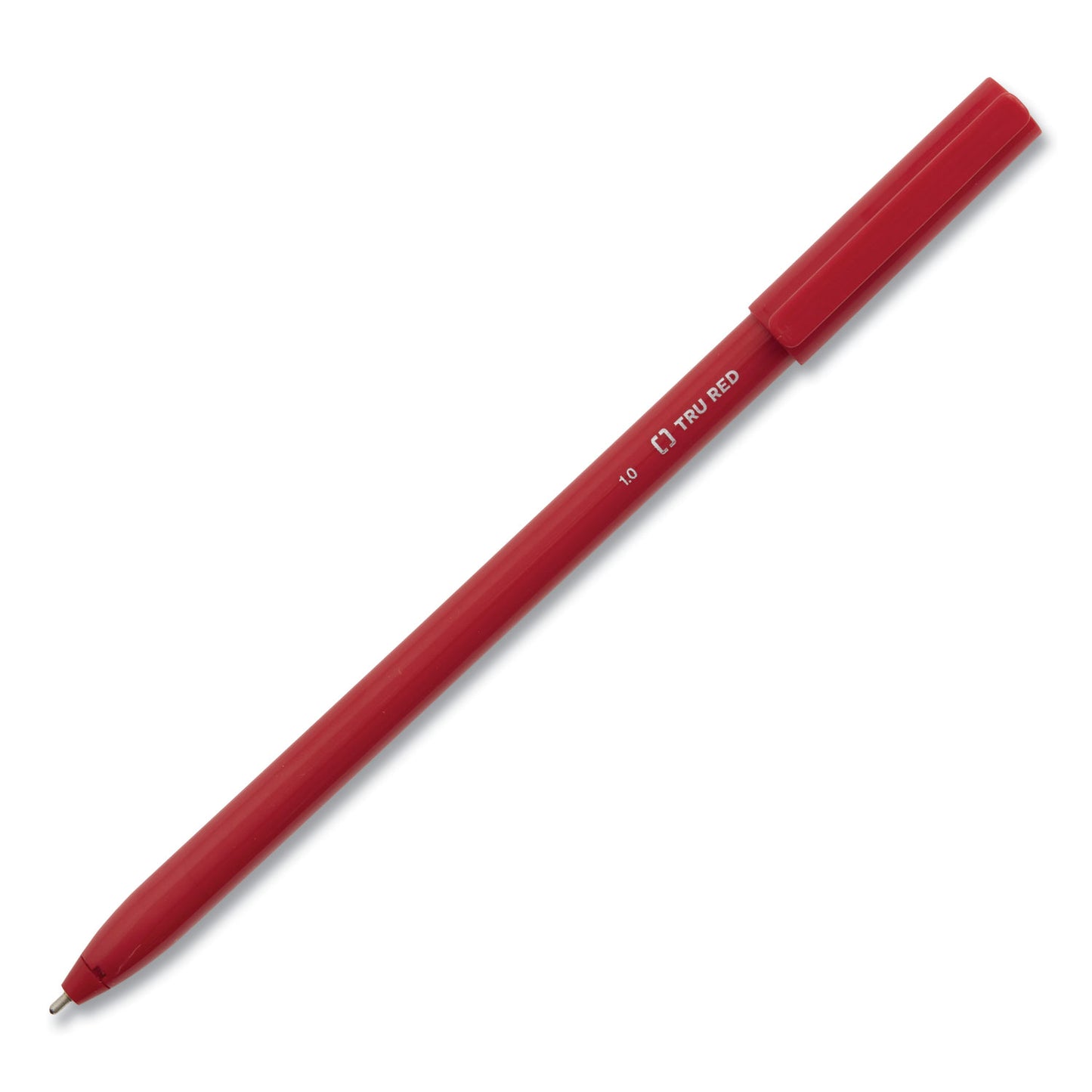 TRU RED Ballpoint Pen, Stick, Medium 1 mm, Red Ink, Red Barrel, Dozen (24326832)