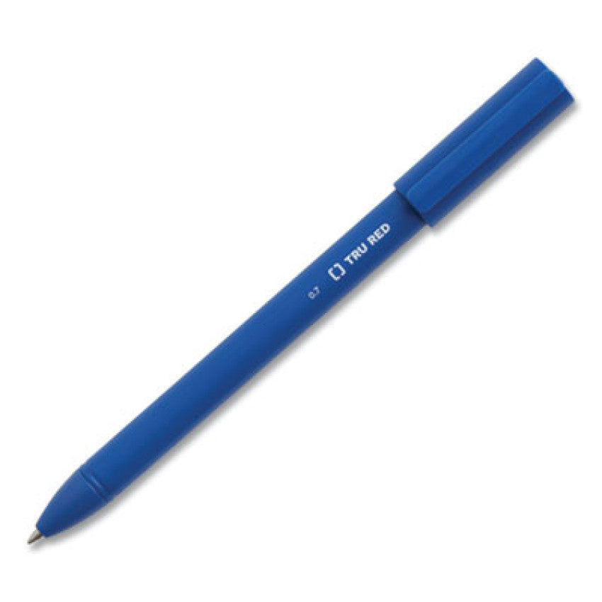 TRU RED Quick Dry Gel Pen, Stick, Medium 0.7 mm, Blue Ink, Blue Barrel, Dozen (24377021)