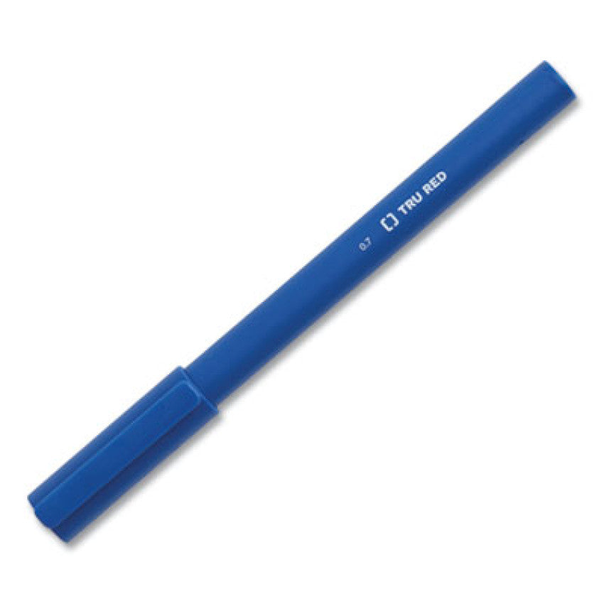 TRU RED Quick Dry Gel Pen, Stick, Medium 0.7 mm, Blue Ink, Blue Barrel, Dozen (24377021)