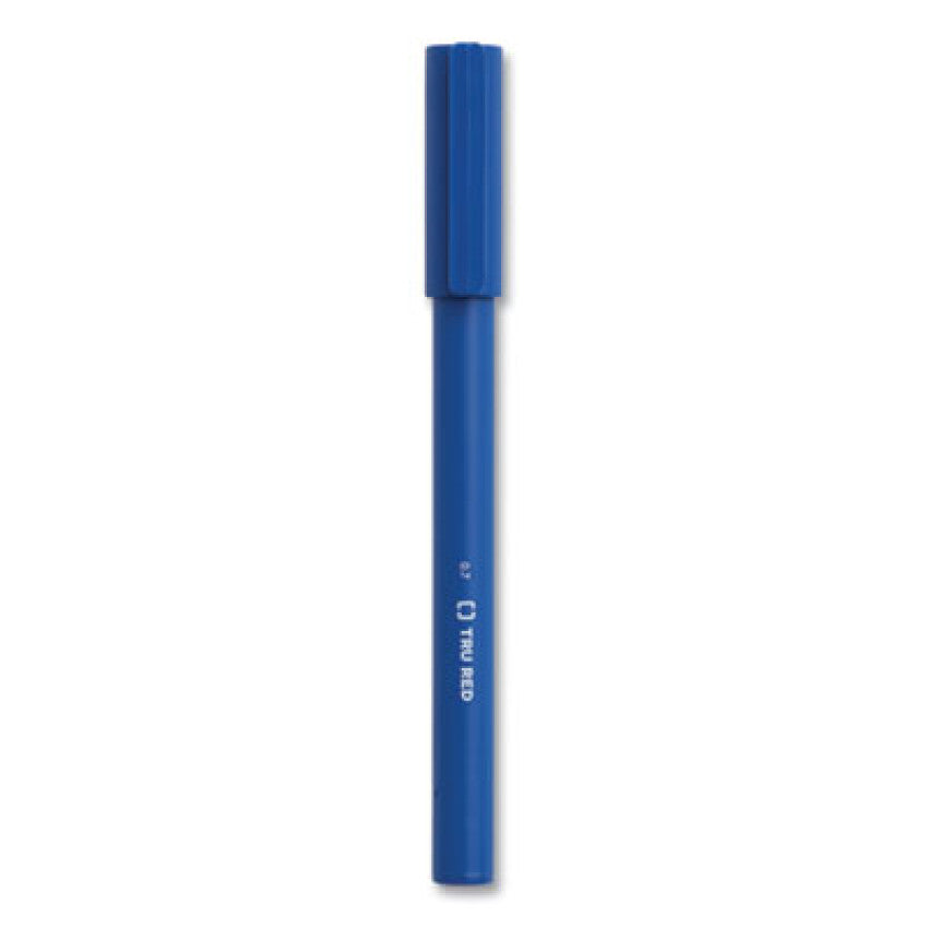 TRU RED Quick Dry Gel Pen, Stick, Medium 0.7 mm, Blue Ink, Blue Barrel, Dozen (24377021)