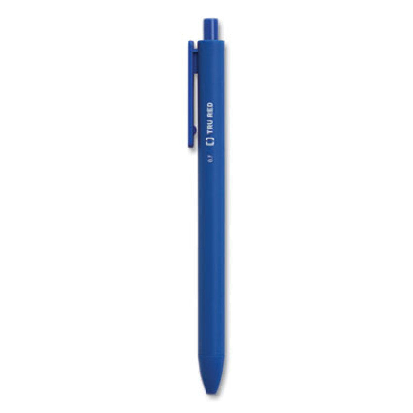 TRU RED Quick Dry Gel Pen, Retractable, Medium 0.7 mm, Blue Ink, Blue Barrel, Dozen (24377029)