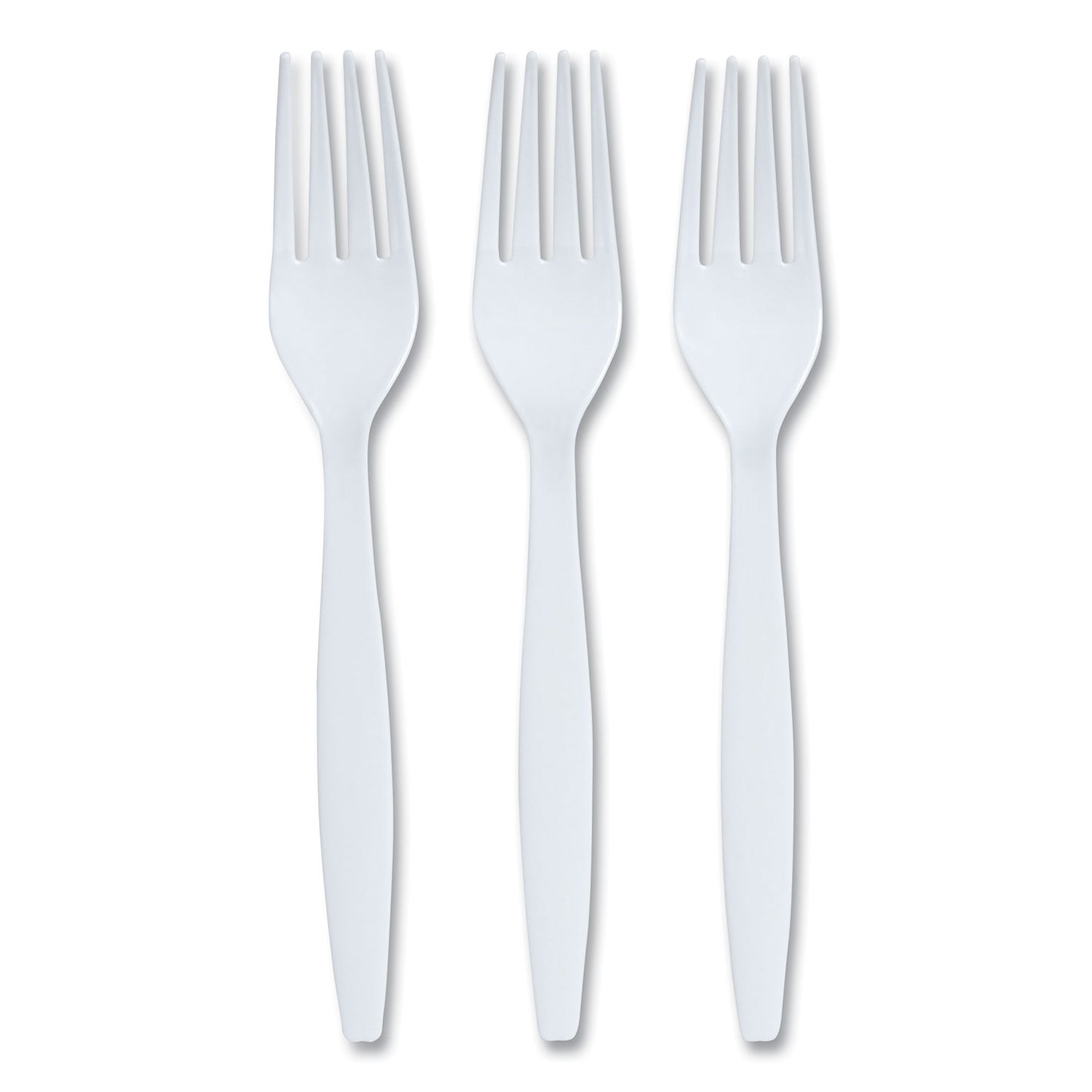 Perk Heavyweight Plastic Cutlery, Fork, White, 100/Pack (24390999)