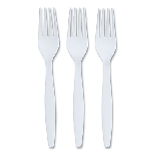 Perk Heavyweight Plastic Cutlery, Fork, White, 100/Pack (24390999)