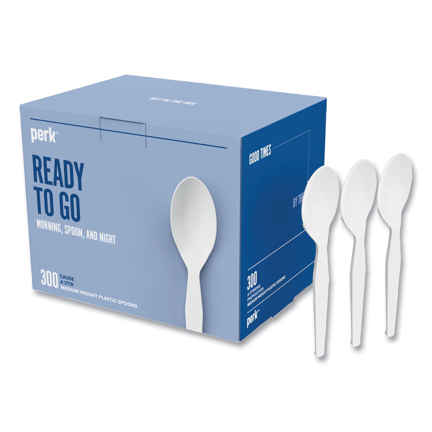 Perk Eco-ID Mediumweight Compostable Cutlery, Teaspoon, White, 300/Pack (24394118)