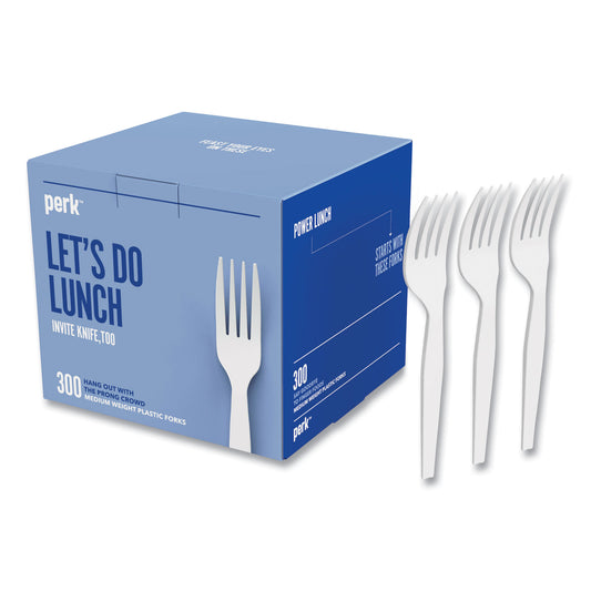 Perk Eco-ID Mediumweight Compostable Cutlery, Fork, White, 300/Pack (24394114)