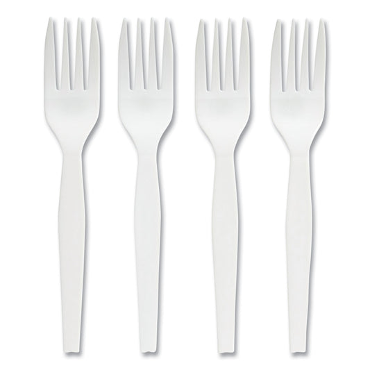 Perk Eco-ID Mediumweight Compostable Cutlery, Fork, White, 300/Pack (24394114)