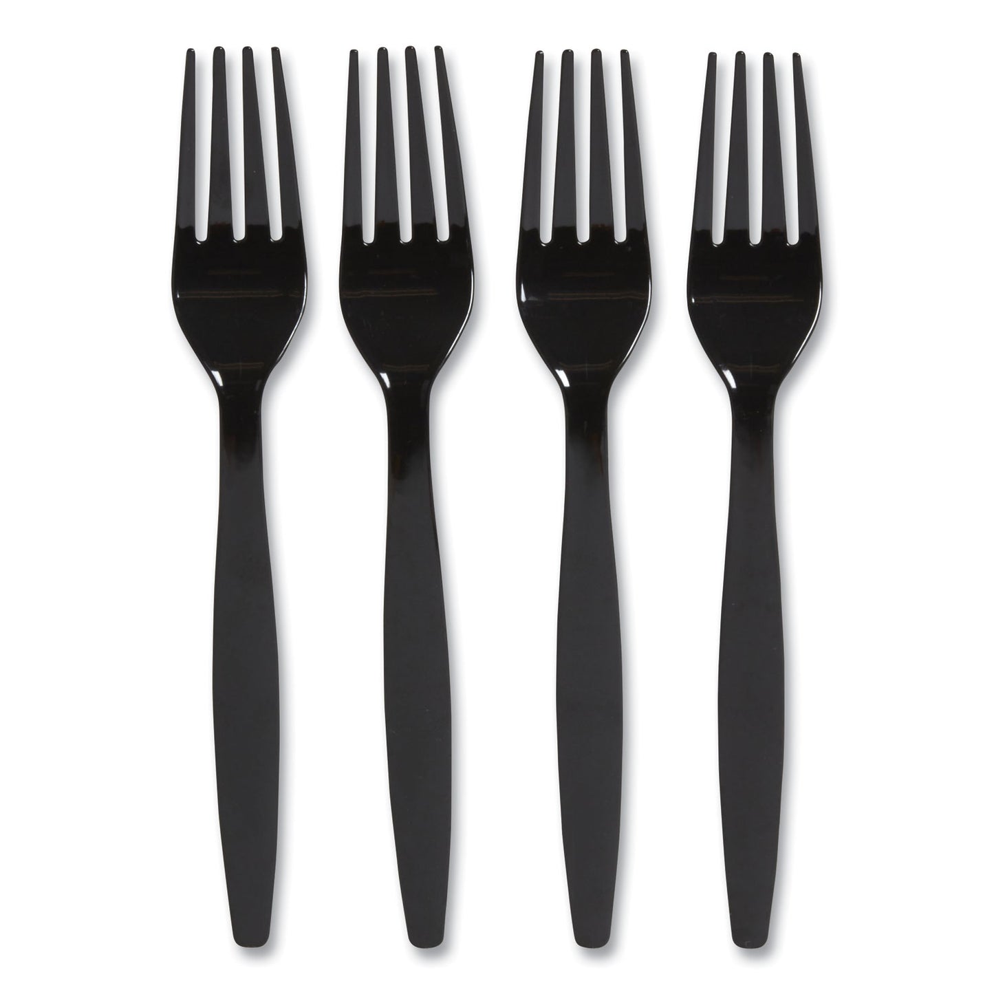 Perk Heavyweight Plastic Cutlery, Fork, Black, 100/Pack (24390990)