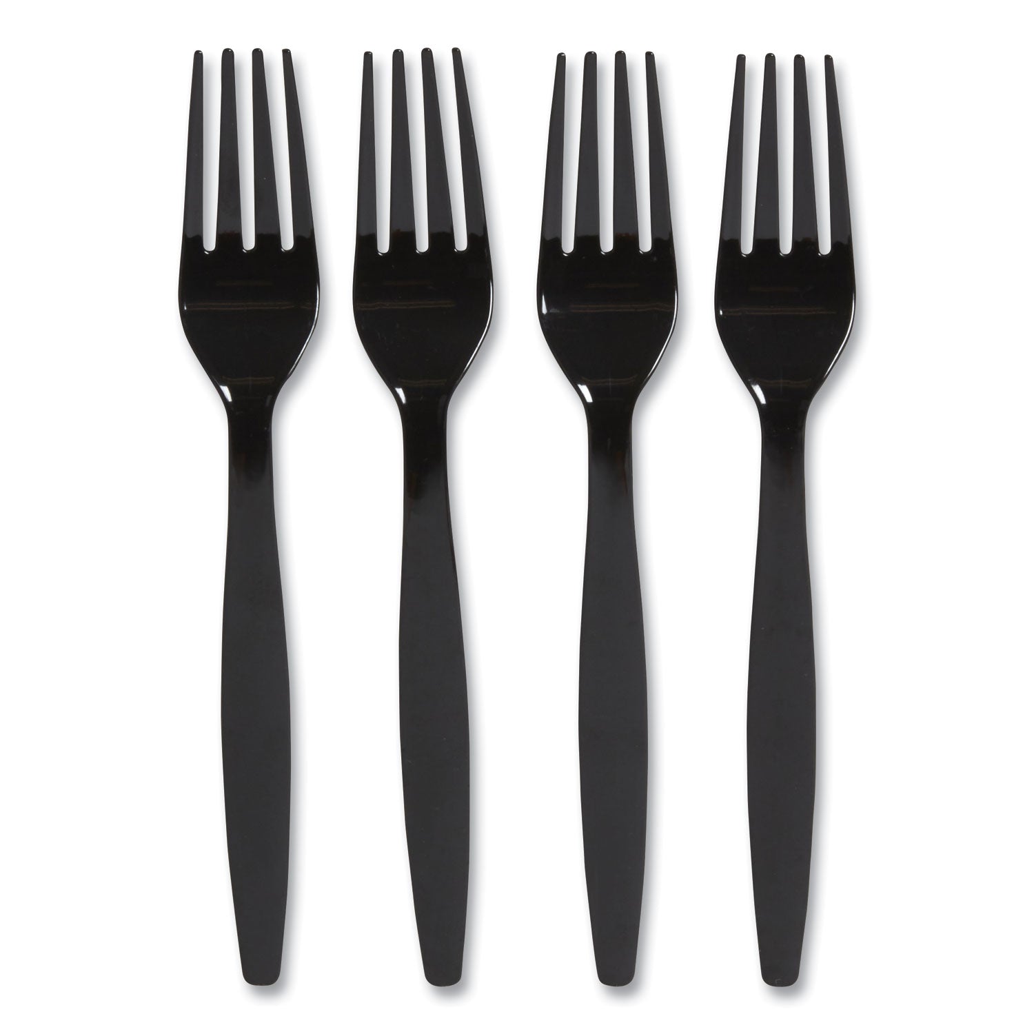 Perk Heavyweight Plastic Cutlery, Fork, Black, 100/Pack (24390990)