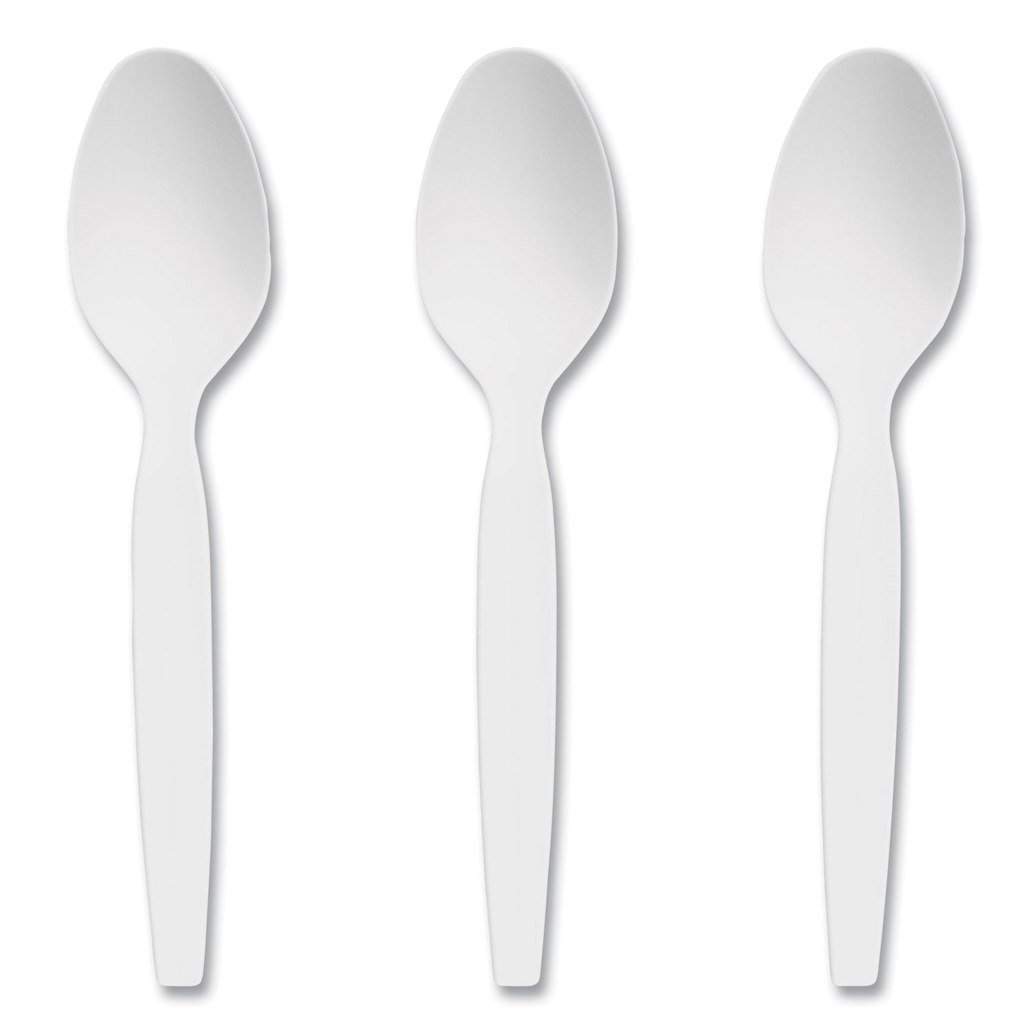 Perk Heavyweight Plastic Cutlery, Teaspoon, White, 100/Pack (24390995)