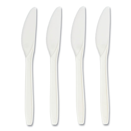 Perk Eco-ID Compostable Cutlery, Knife, White, 300/Pack (24394130)