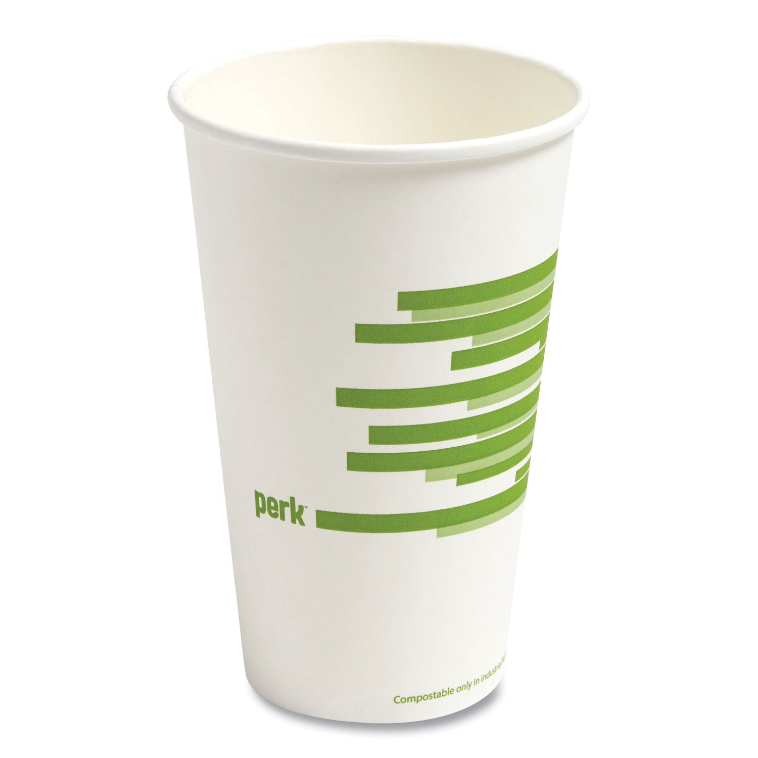 Perk Eco-ID Compostable Paper Hot Cups, 12 oz,  White/Green, 50/Pack (24394127)