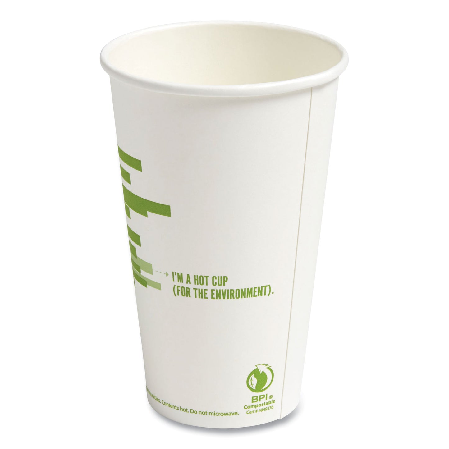 Perk Eco-ID Compostable Paper Hot Cups, 16 oz, White/Green, 50/Pack, 6 Packs/Carton (24394126)