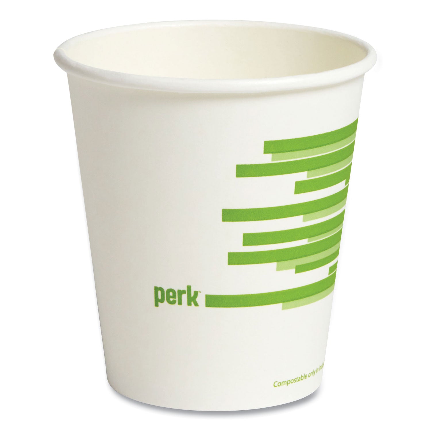 Perk Eco-ID Compostable Paper Hot Cups, 10 oz, White/Green, 50/Pack (24394117)