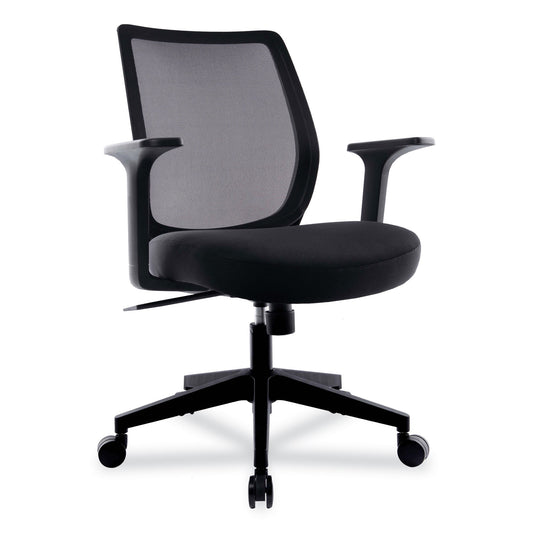 Union & Scale Essentials Mesh Back Fabric Task Chair with Arms, Supports Up to 275 lb, Black Fabric Seat, Black Mesh Back, Black Base (24398920)