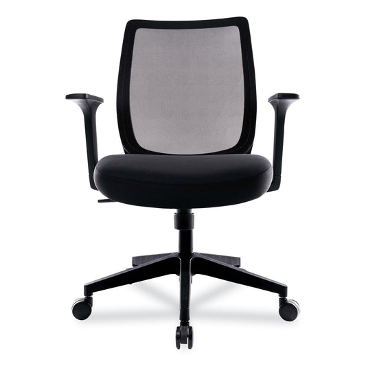 Union & Scale Essentials Mesh Back Fabric Task Chair with Arms, Supports Up to 275 lb, Black Fabric Seat, Black Mesh Back, Black Base (24398920)