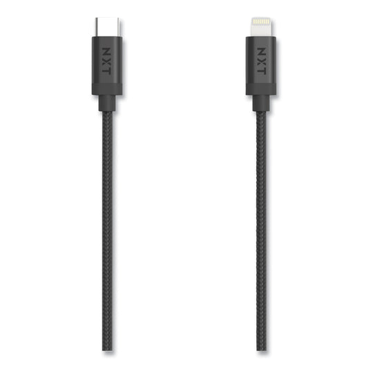 NXT Technologies Braided Apple Lightning Cable to USB-C Cable, 6 ft, Black (24411019)