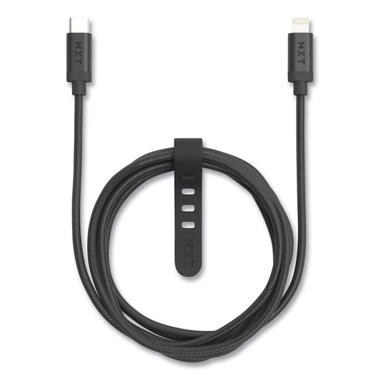 NXT Technologies Braided Apple Lightning Cable to USB-C Cable, 6 ft, Black (24411019)