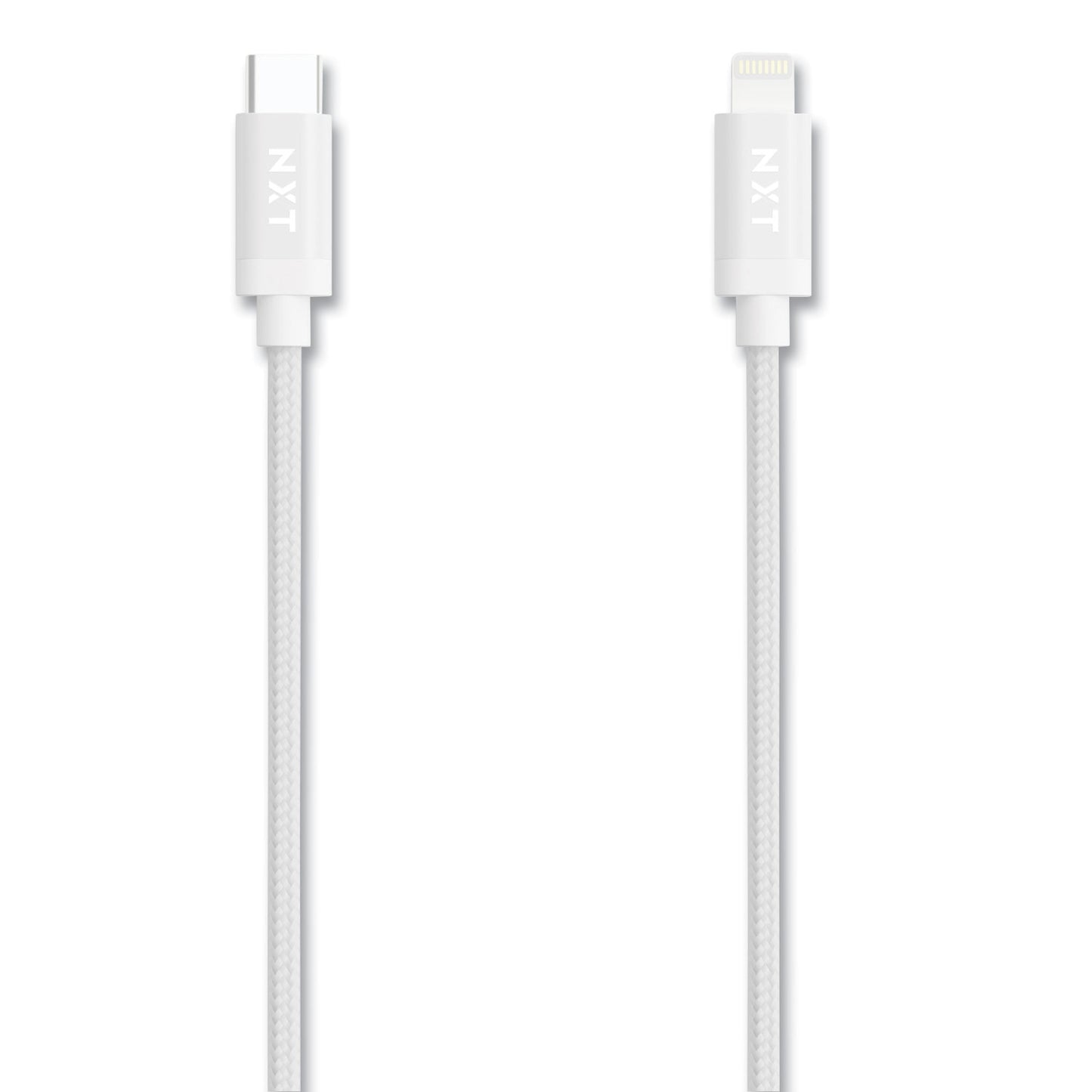 NXT Technologies Braided Apple Lightning Cable to USB-C Cable, 6 ft, White (24411020)