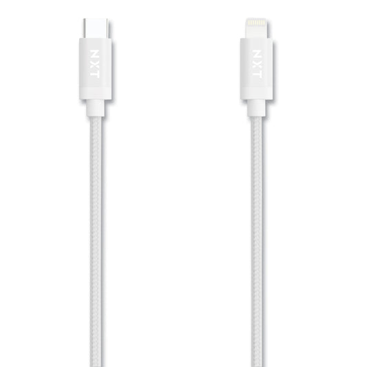 NXT Technologies Braided Apple Lightning Cable to USB-C Cable, 6 ft, White (24411020)