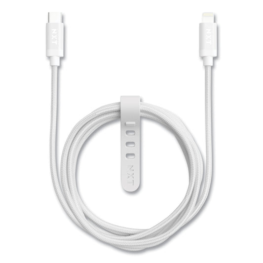 NXT Technologies Braided Apple Lightning Cable to USB-C Cable, 6 ft, White (24411020)