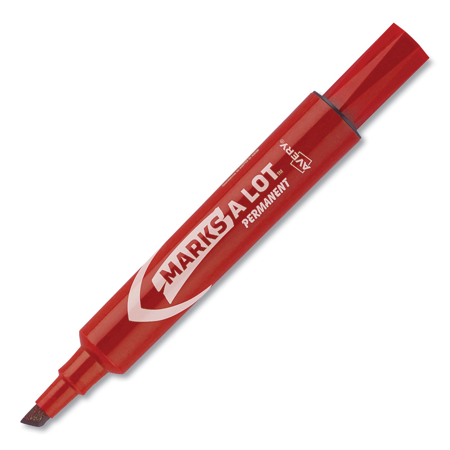 Avery MARKS A LOT Regular Desk-Style Permanent Marker, Broad Chisel Tip, Red, Dozen (7887) (07887)