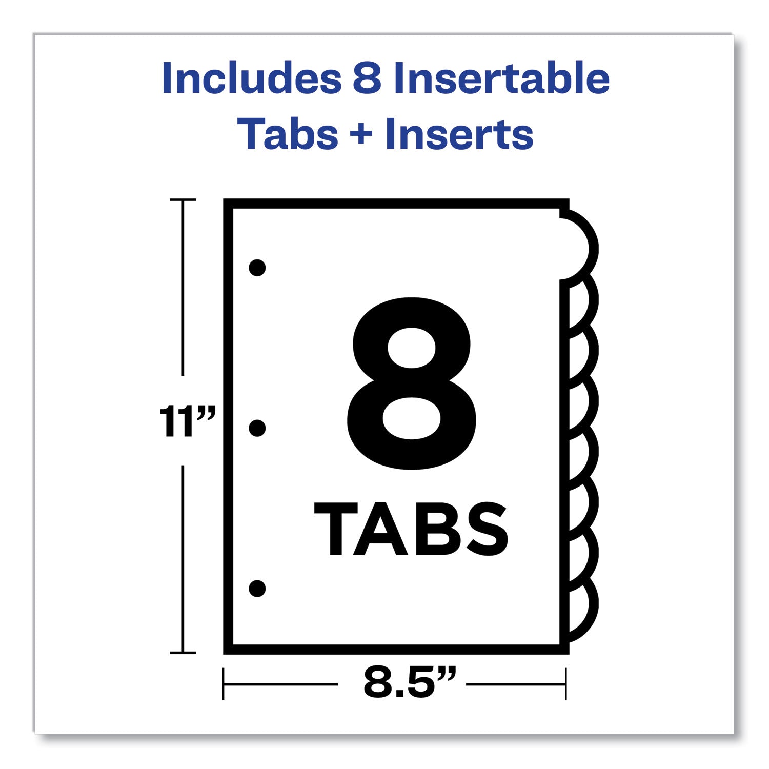 Avery Insertable Style Edge Tab Plastic Dividers, 8-Tab, 11 x 8.5, Translucent, 1 Set (11201)