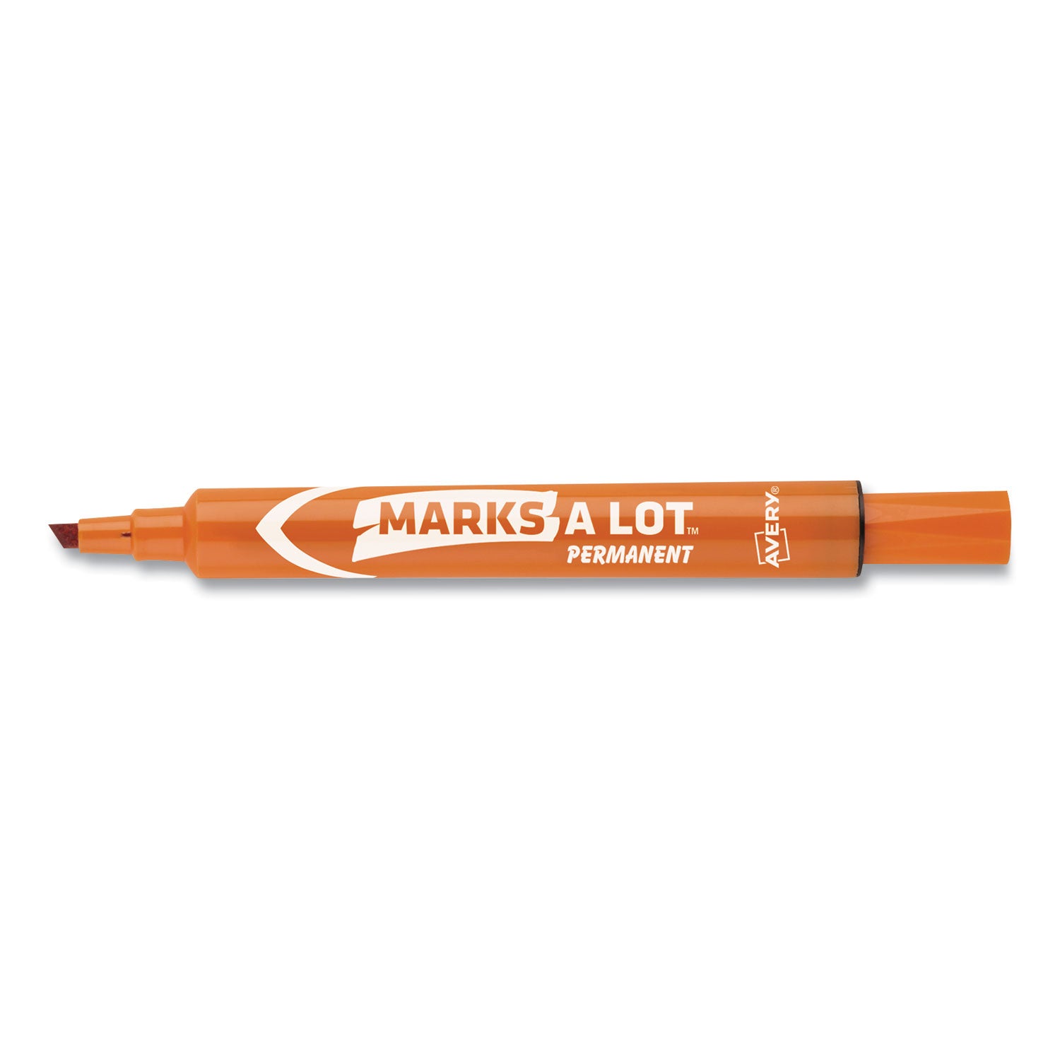 Avery MARKS A LOT Large Desk-Style Permanent Marker, Broad Chisel Tip, Orange, Dozen (8883) (08883)